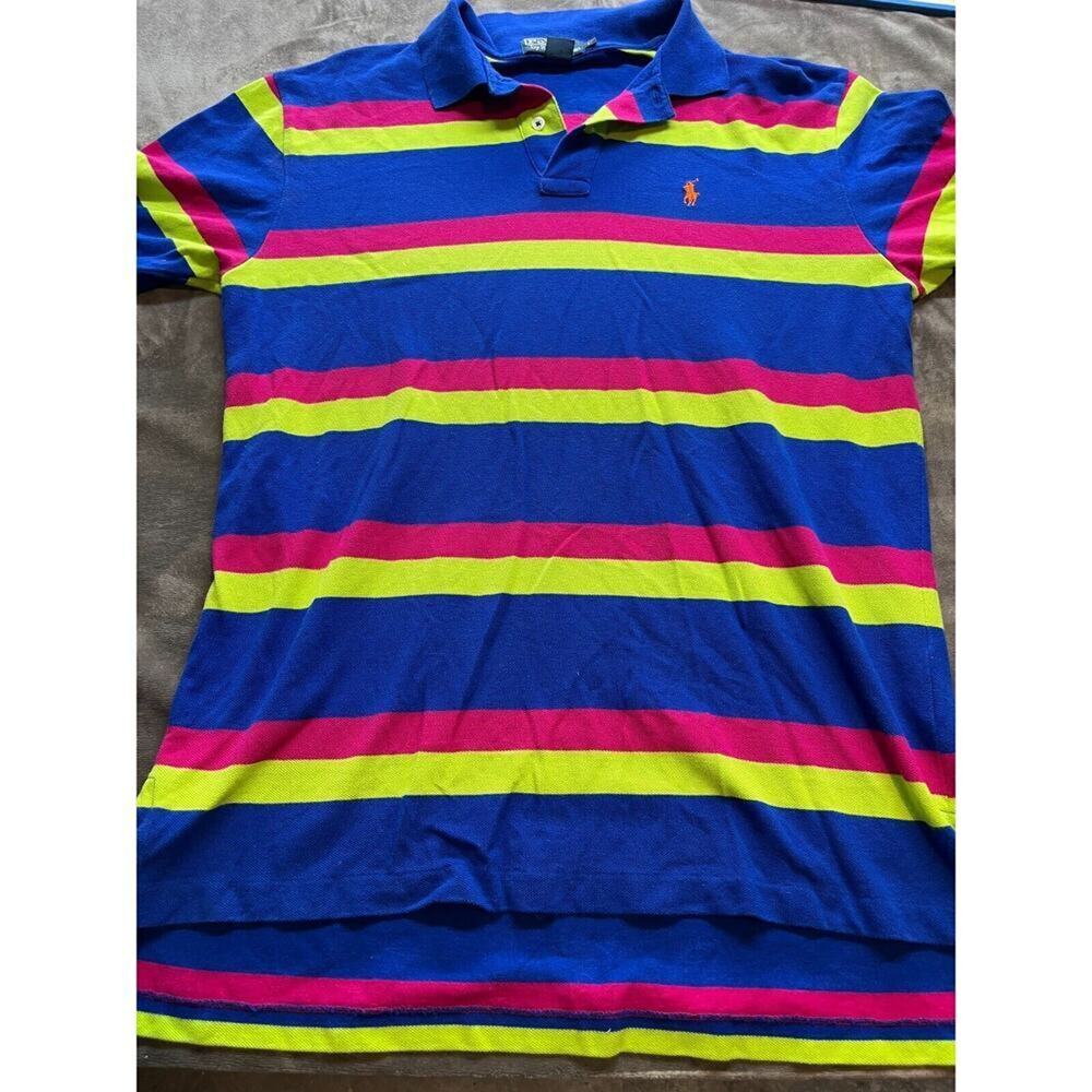 Polo Ralph Lauren Men's Multicolored Cotton Striped Polo Shirt • LARGE